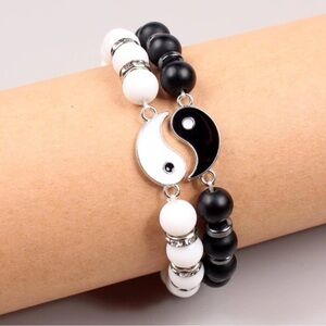 Yin Yang Friendship Bracelets‎ Set Bohemian Black & White Elastic Duo